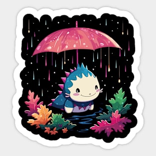 Axolotl Rainy Day With Umbrella Sticker